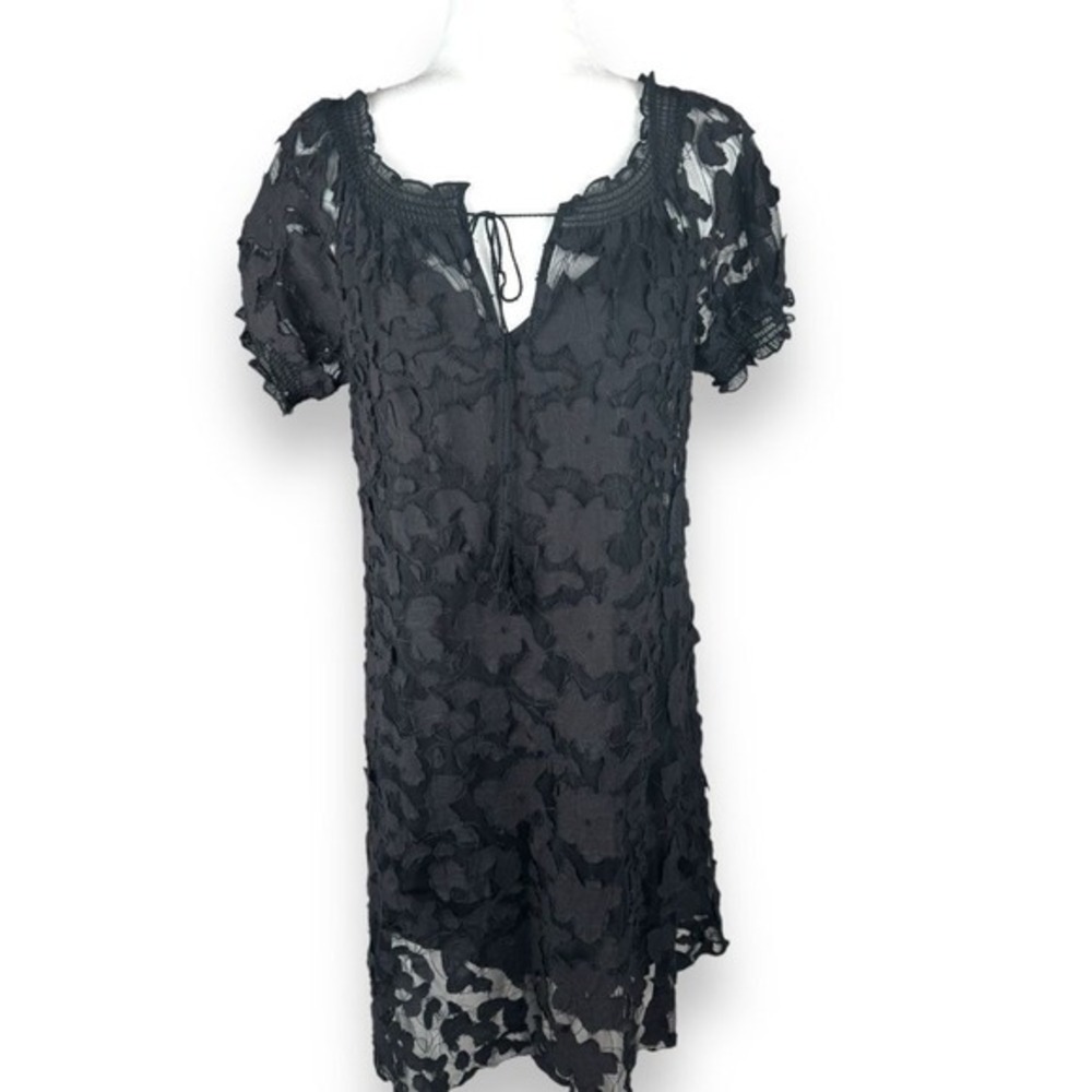 ECI Black‎ Burnout Floral Lace Dress Womens Size 12 Y2K Flutter Dark Coquette